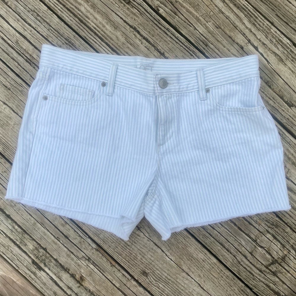 Loft Distressed High Rise Cut Off Denim Shorts